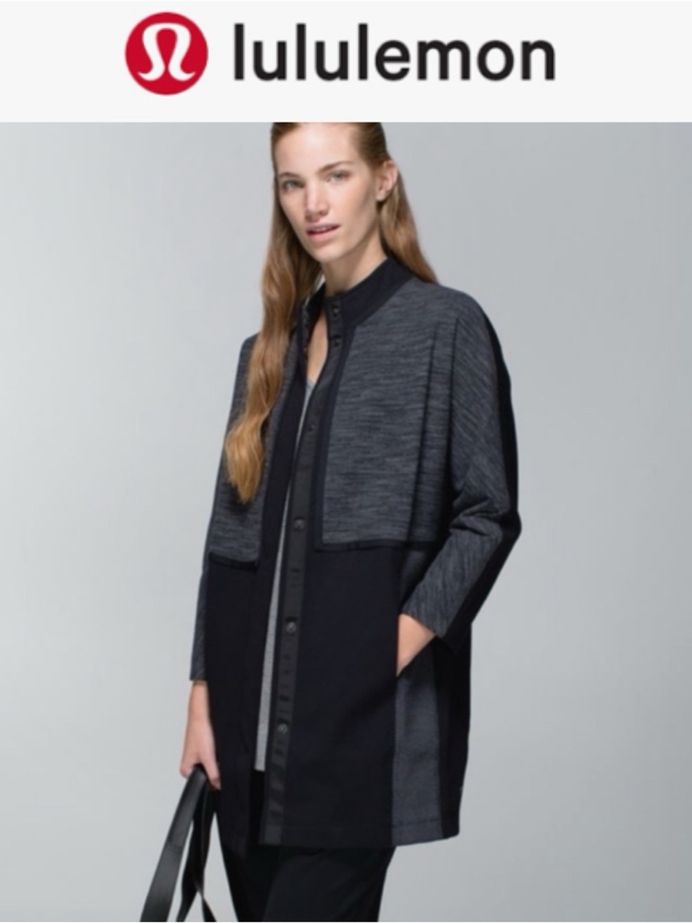 LULULEMON XS SHINE DOT BLACK DIAMOND JACQUARD SPACE DYE BLACK COCOON CAR COAT